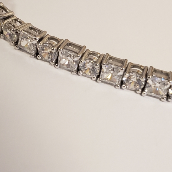 Tennis Bracelet 925 silver, platinum clad, Epiphany round brilliant, princess - Picture 5 of 9